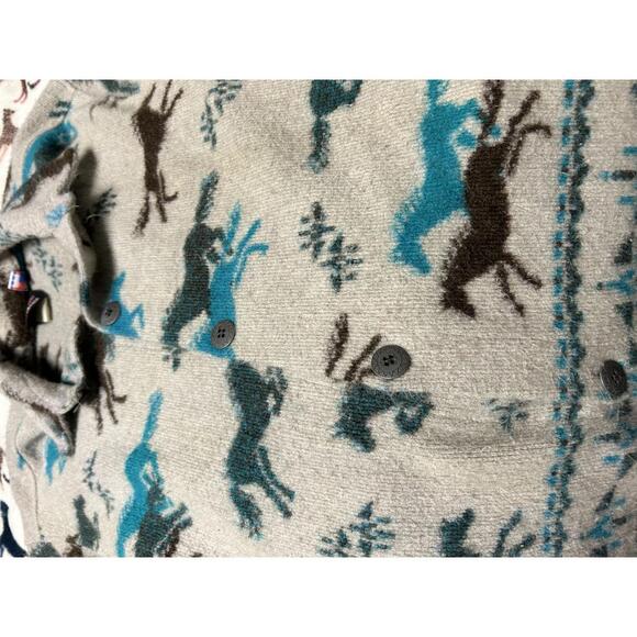 Vintage Mazmania Men's Wool Jacket Horse Print Western Boho Barn Coat Sweater - Picture 3 of 3